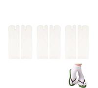 ZARSIO Lot de 3 paires de chaussettes japonaises Tabi élastiques à bout en V pour Ninja Kimono japonais, blanc, 0-1