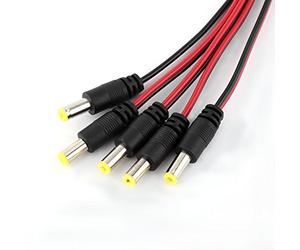 ZASCHMOY 10PCS Pigtail d'alimentation CC pour Caméra de sécurité | Câble de Prise d'alimentation Mâle et Femelle 12 V | Longueur 11" | Indication de polarité | Connecteur Universel 2,1 Mm X 5,5 Mm