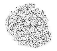 ZASCHMOY 300pcs Perles d'alphabet en Acrylique Blanc A-Z | Perles de Cube à Une Seule Lettre pour Bijoux de Bricolage | Accessoires Fabrication pour Les Bracelets et Les Colliers