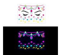 ZASCHMOY Autocollant Fluorescent pour le Visage, Accessoires D'art Corporel Imperméables Qui Brillent dans le Noir avec Application Facile de Transfert D'eau, pour Festival de Musique, (fa-010)