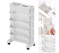 ZASCHMOY Bibliothèque Mobile à 6 Couches, Grande capacité, Rotative, Amovible, Organisateur de Rangement en Plastique, étagère Roulante Pratique pour la Maison et le Bureau (5 couches)