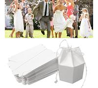 ZASCHMOY Boîte à Bonbons Hexagonale 50 Pièces, Coffrets Cadeaux en Papier Durable pour Mariage, Anniversaire et Fête Prénatale, Assemblage Simple, 7x4x9cm (Papier blanc)