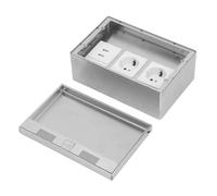 ZASCHMOY Boîtier de Prise de Sol étanche et dissimulé, Kit de Fiches Plates en Acier Inoxydable, 4 KW, 2 Prises Standards + 2 Ports USB, adapté au marbre.