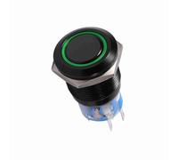 ZASCHMOY Bouton Poussoir étanche Noir Marche/arrêt, 19mm, 12-24V, Interrupteur Plat avec LED Bleue, pour Automobile et Extérieur (GREEN)