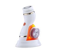 ZASCHMOY Brosse Nettoyante pour le Visage 2 Vitesses 4 Têtes de Brosse Démaquillant Imperméable pour Nettoyage en Profondeur pour Massage Exfoliant des Points Noirs avec Batterie (ORANGE)