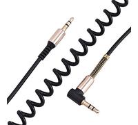 ZASCHMOY Câble Auxiliaire à Ressort Mâle vers Mâle de 3,5 Mm - Câble Rétractable de 1,8 M avec Connecteur en Forme de L pour de Voiture, écouteurs et Haut-parleurs