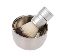 ZASCHMOY Ensemble Blaireau et Bol à Savon en Acier Inoxydable, Kit de Rasage pour Hommes avec Brosse en Nylon Doux pour les Voyages, Cadeaux D'affaires, Nettoyage du Visage