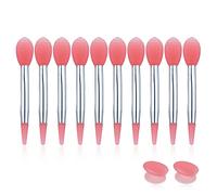 ZASCHMOY Ensemble de 10 Pinceaux à Lèvres en Silicone, Mini Pinceaux Applicateurs de Rouge à Lèvres à Double Tête avec 2 Capuchons Anti-perte pour le Soin des, le Maquillag (PINK)