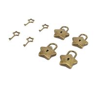 ZASCHMOY Ensemble de 4 Pièces de Cadenas de Coffre au Trésor en Forme d'étoile, Boîte à Bijoux en Métal pour Journal Intime, Serrure Décorative, Duplication de clé S007, Design Rétro exquis.