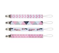 ZASCHMOY Ensemble de Chaîne de Clips de Sucette - Porte-maîtres de la Supteille de 4 Packs avec Clips Métalliques et Bracelet en Coton pour Garçons et Filles pour Nourrissons (6)
