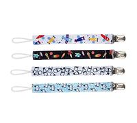 ZASCHMOY Ensemble de Chaîne de Clips de Sucette - Porte-maîtres de la Supteille de 4 Packs avec Clips Métalliques et Bracelet en Coton pour Garçons et Filles pour Nourrissons (5)