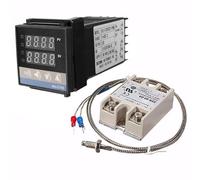 ZASCHMOY Ensemble de Contrôleur de Température Numérique PID REX C100, SSR 40A avec Câble de Sonde Thermocouple 1m K, pour Relais Statique monophasé