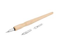 ZASCHMOY Ensemble de Stylos Bande Dessinée avec 3 Plumes et 1 Support en Bois - Parfait pour la Calligraphie et le Dessin Artistique, Design Ergonomique, Comprend 5 Ml d'encre