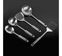 ZASCHMOY Ensemble d'ustensiles de Cuisine Multifonctionnels en Acier Inoxydable de 5 pièces : Louche, Passoire, Spatule et Spatule à Friture, Facilitant la cuisson !