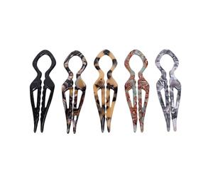 ZASCHMOY Épingle à Cheveux Française, Pince à Cheveux en Forme de U avec Conception Antidérapante à Double Rainure, Bords Polis pour éviter les Accrocs, épingles à à Motifs de (5PCS)