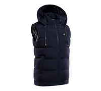 ZASCHMOY Gilet Chauffant électrique USB 9 Zones de Chauffage sans Manches à Capuche, Gilet Chauffant Léger Bleu foncé (XXL)
