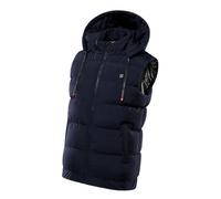 ZASCHMOY Gilet Chauffant électrique USB 9 Zones de Chauffage sans Manches à Capuche, Gilet Chauffant Léger Bleu foncé (XL)