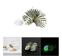 ZASCHMOY Glow-in-The Dark Aquarium Artificial Fish Decor - Silicone Lionfish Ornaments for Fish Tank - Réaliste de Simulation Flottante Animal (Black)