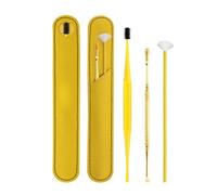 ZASCHMOY Kit de Retrait de Cérumen, Cuillère Auriculaire, Ensemble de Cure-Oreilles 3 Pièces avec Outils en Acier Inoxydable pour le Nettoyage et le Massage des Oreilles (YELLOW)