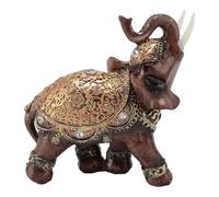 ZASCHMOY Lucky Elephant Statue avec Symbolisme Feng Shui | Figurine d'éléphant en Résine pour Décoration Intérieure | Décoration de Richesse Brune pour Le Salon ou Le Bureau (M)