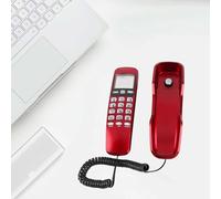 ZASCHMOY Mini Téléphone Mural avec Double Identification de l'appelant - Téléphone Fixe Compact pour la Maison, Le Bureau et l'hôtel - Écran LCD et 38 Mémoires Entrantes - Noir (Rouge)