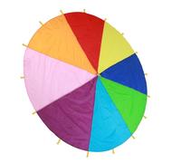 ZASCHMOY Parachute Arc-en-Ciel Multicolore pour Enfants - Tissu Oxford Durable pour Jeux de Plein Air - Jouet de Développement du Travail d'équipe pour Enfants - 6 M de Diamètre (3 mètres/9,84 Pieds)
