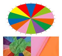 ZASCHMOY Parachute Arc-en-Ciel Multicolore pour Enfants - Tissu Oxford Durable pour Jeux de Plein Air - Jouet de Développement du Travail d'équipe pour Enfants - 6 M de Diamètre (6M / 19,69 Pieds)