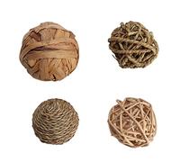 ZASCHMOY Petit-Animal Activity Toy Ensemble pour Les Lapins de Lapin et Les Cobayes - 4pcs à Croquer des Boules de Dentition, Fait à la Main à de Vesce, Jouets à Mastication pour Animaux de