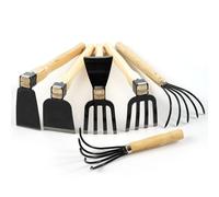 ZASCHMOY Petite Houe à Huit avec Manche en Bois Court Outil de Jardinage à Main Idéal pour Ameublir ou Désherber Le Sol Lame en Acier au Carbone Durable Conception Ergonomique (Tapez E)