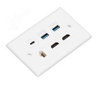 ZASCHMOY Plaque Murale de Port avec 2xHDMI, 2xUSB 3.0, 1xType C, 1xCat6 Ethernet Plaque Murale pour une connectivité Simplifiée, Idéale pour le Cinéma Maison et le Bureau