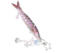 ZASCHMOY Porte-clés Poisson Réaliste 5,3 Pouces en Alliage et ABS Oeil 3D Créatif Appât de Pêche Porte-clés pour Sac et Sac à Main - Cadeaux de Pêche Parfaits en Rose