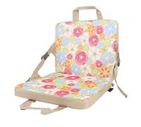 ZASCHMOY Tampon de Stade Pliant avec Support Arrière, Tissu Oxford 600D, Chaise de Gradin Pliable, Coussin Extérieur Portable pour Enfants, Motif de Fleurs Rouges