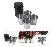 ZASCHMOY Tasse à café Portative en Acier Inoxydable, Ensemble de Tasses à Bière de 30ml pour les Voyages, Durable et Léger (4 paquets)