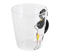 ZASCHMOY Tasse en Forme de Chat, Transparente, Résistante à la Chaleur, Réutilisable, pour Enfants, Motif Chat Noir Mignon, capacité de 300 Ml, Parfaite pour la Décoration de la Maison (En forme de