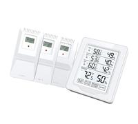 ZASCHMOY Thermomètre Intérieur Extérieur, Moniteur d'humidité avec 3 Capteurs à Distance, Portée de 500 Pieds, écran LCD rétroéclairé Blanc, pour Salon, Chambre à Coucher, Serre, Jardin