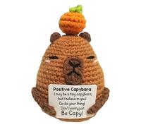 Zasdvn Animaux au Crochet avec rayonnement Positif, Figurines Capybara inspirantes, avec Carte de Motivation, Peluches Faites à la Main, décoration pour Chambre à Coucher, Bureau, Table de