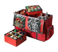 Zasdvn Boîte de rangement de Noël - Grande boîte de rangement empilable avec couvercle - Boîtes solides pour boules, couronnes, cartes de vœux et décorations d'arbre