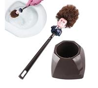 Zasdvn Brosse de Toilette Emmanuel Macron, Brosse de Toilette Drôle et Créative du Président Français, avec Socle, pour Salle de Bain et WC