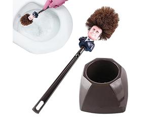 Zasdvn Brosse de Toilette Emmanuel Macron, Brosse de Toilette Drôle et Créative du Président Français, avec Socle, pour Salle de Bain et WC