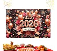 Zasdvn Décorations pour le Réveillon du Nouvel An,Grande Bannière en Tissu Décorative,Panneau de Signe pour Fond d'Écran de la Bonne Année 2026 | pour Intérieur Extérieur Maison Jardin Porche Bureau