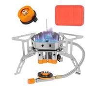 Zasdvn Réchaud de camping portable - Avec allumage piézo et adaptateur de cartouche - 2800 W - Pliable - Pour barbecue, trekking, randonnée, camping, aventure