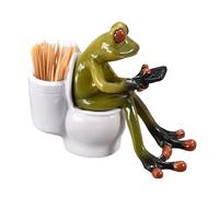 Zasdvn Statue de grenouille amusante en résine - Figurine artisanale en résine - Décoration de bureau - Assise sur les toilettes - Sculpture de jardin à la maison - Décoration pour jardin, cour