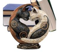 Zasdvn Statuette de chat blanc Opulent Lack And White - Figurine de bureau complexe en résine - Décoration de bureau pour Thanksgiving, les vacances, les fêtes d'anniversaire, les bureaux, la maison