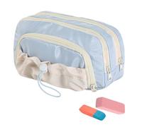 Zasdvn Trousse élégante - Trousse à Crayons avec Cordon de Serrage - Organiseur généreux avec Design étanche pour étudiants - Rangement des Fournitures Scolaires, Bleu Clair, Voir Description, Voir