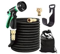 ZAselect Tuyau d'arrosage extensible de 45 m, tuyau d'arrosage flexible avec tissu extra résistant, buse de pulvérisation à 8 fonctions, tuyau extensible léger et étanche pour arroser et laver (45 m)