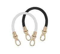 Zasiene Anse Tressée avec Boucle en Métal 2 Pièces Sangle en Cuir PU de Remplacement Poignée Bandouliere Noire Poignée de Sac à Main 40CM Accessoires de Sac à Bandoulière Bourse Poignée de Sac à Main