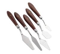 Zasiene Couteau à Palette 5 Pièces Spatule Peinture Manche en Bois Couteau Peinture Peinture Mixage Grattoir Couteaux à Palette pour Les Outils de Peinture de Couleur Artistique