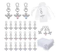 Zasiene Porte-clés Ange en Perles 30 Pièces Faveur De Mariage Ensemble Ensemble Pendentifs de Baptême Ensemble De Cadeau De Souvenir avec Sac Cadeau Organza + Étiquette d'amour Vierge Blanche