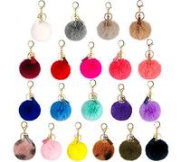 Zasiene Porte-clés Pompons 20 Pièces Pom-pon Porte-clés Artificiel Poil de Lapin et Pendentif Gland Doux Balle Duveteux Décoration Accessoires(20 Couleurs)