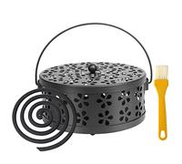 Zasiene Support Bobine Moustique Porte-Spirale Anti-moustiques Porte-encens Portable Conteneur de Boîte Mosquito Porte-encens en Métal Brûleur D'encens pour Patio Extérieur à Maison, Noir